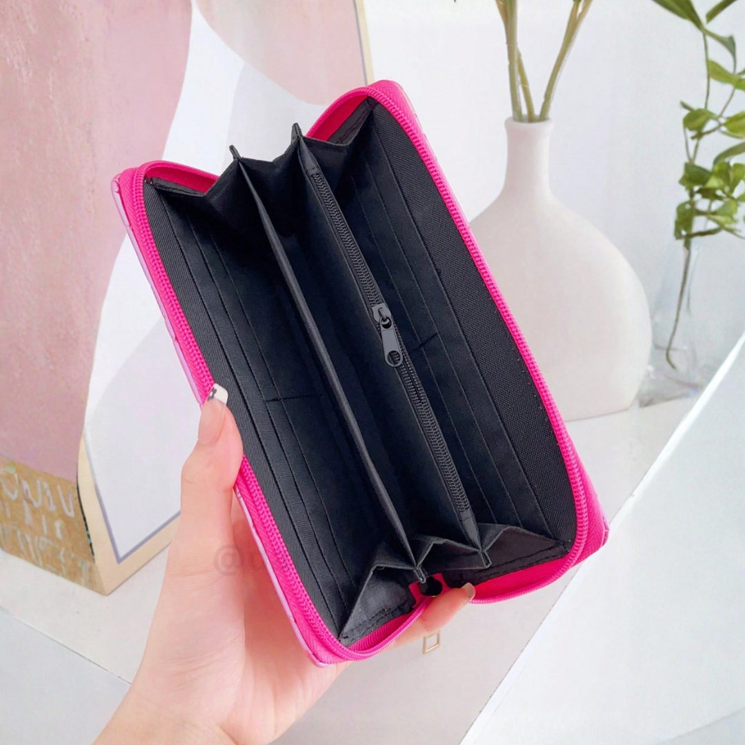 Monedero grande de corazones tornasol rosado