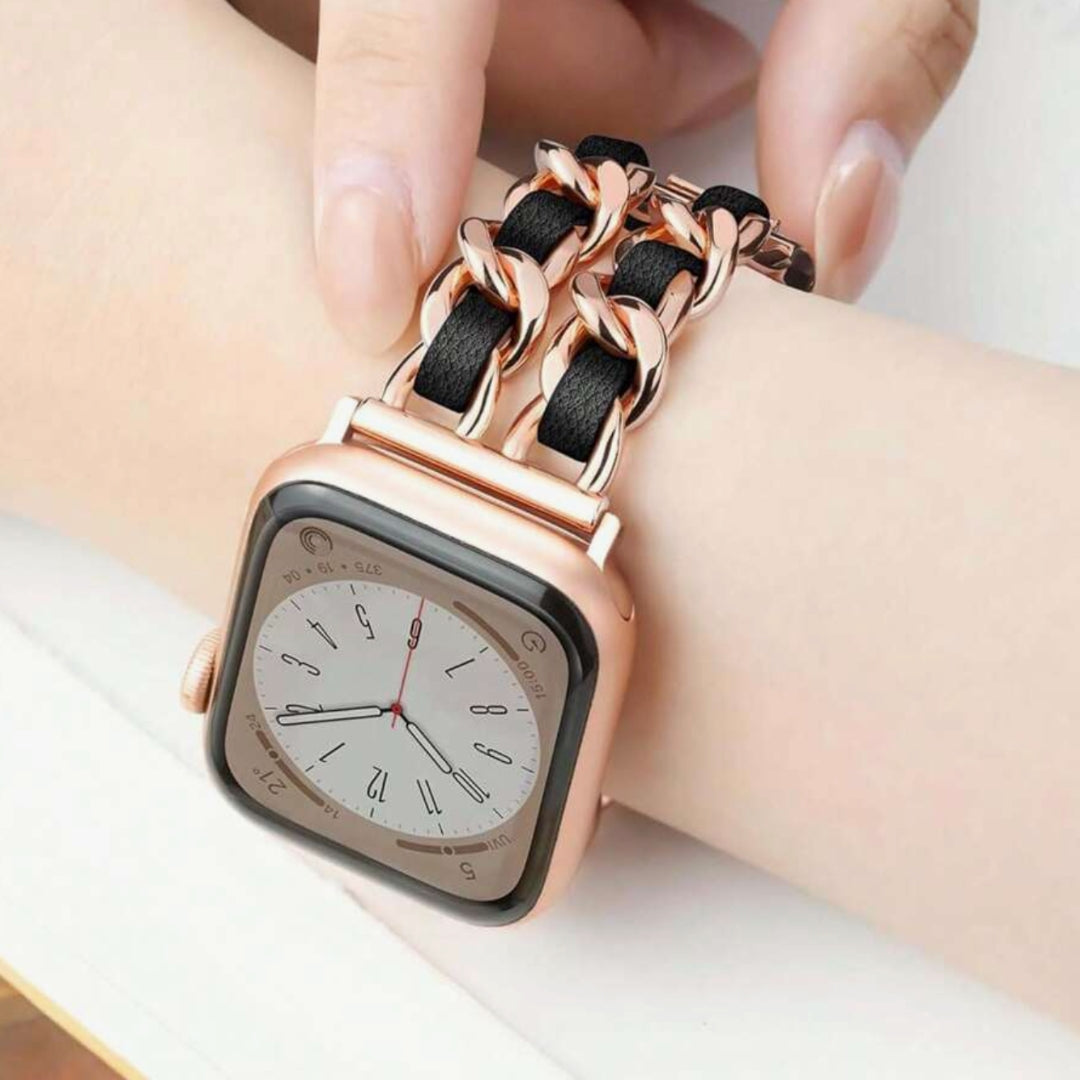 Rose Gold & Black Chain Band