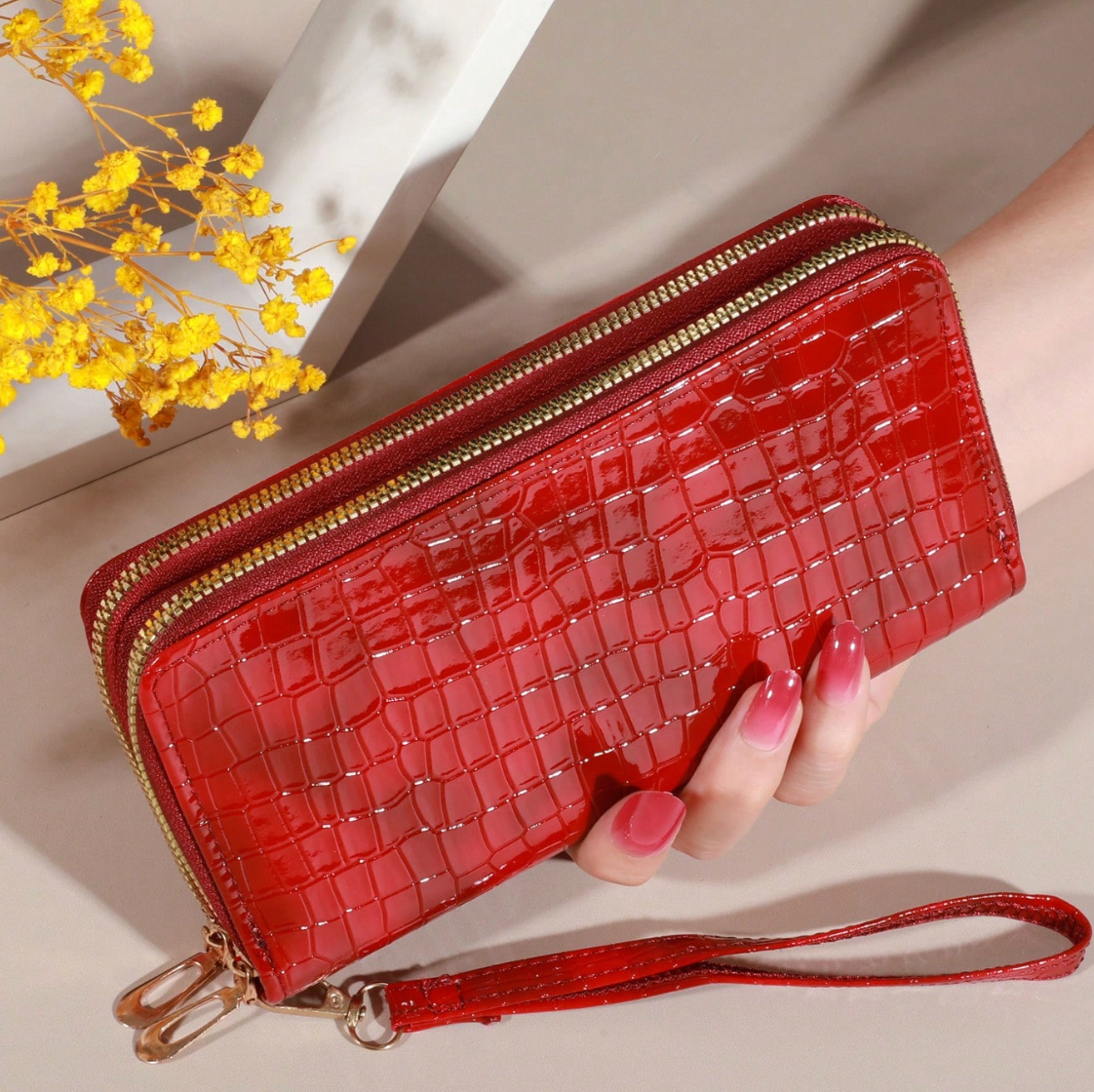 Monedero grande rojo (Doble cierre 2)